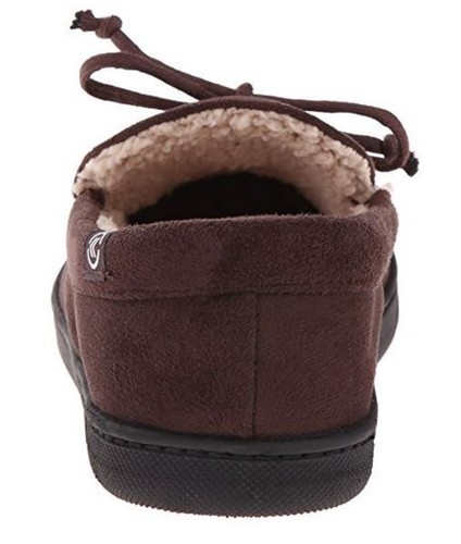 Isotoner Brown Micro-suede Gel-Infused Memory Foam Sherpa Lined Moccasin Slipper - Picture 4 of 7
