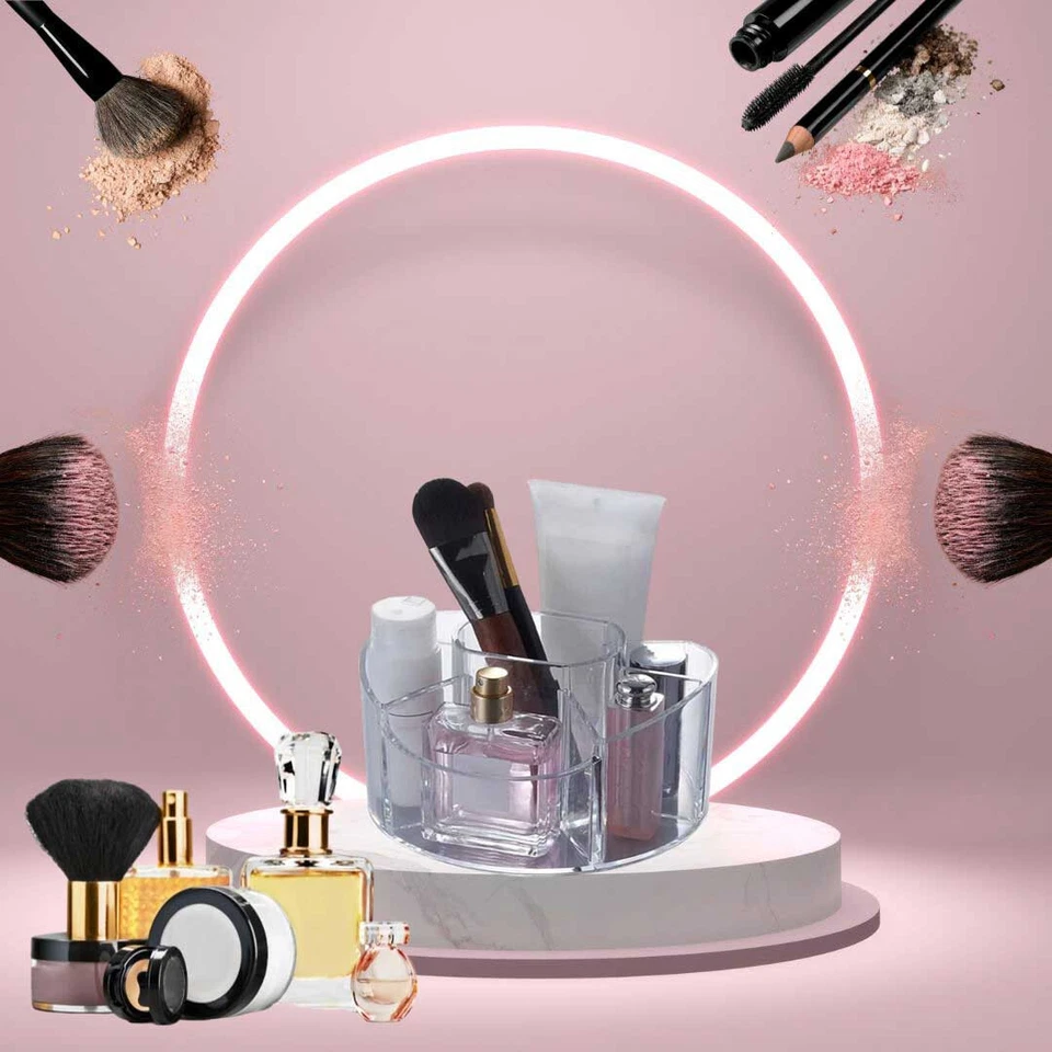 Organizer cosmetici rotondo porta trucchi 7 scomparti organizzatore make up - Immagine 2 di 4