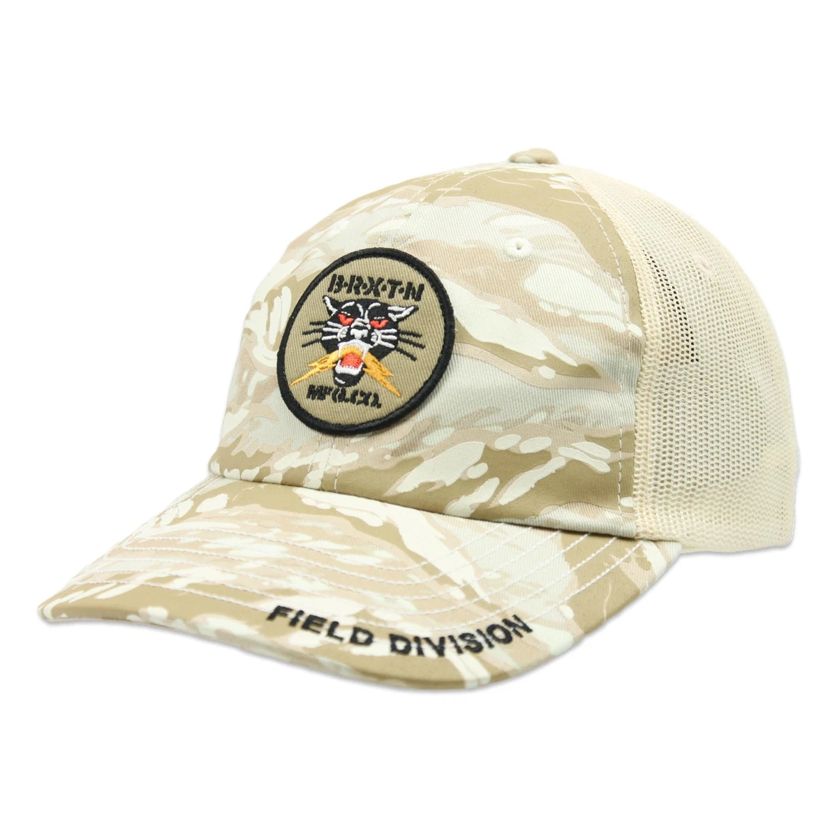 Brixton Sparks LP Trucker Snapback Hat Offwhite Tiger Camo One