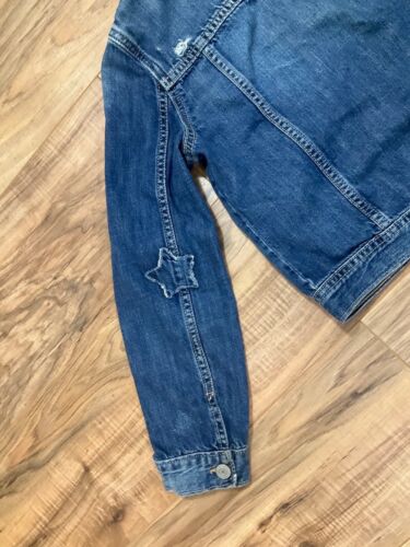Gap Kids Girls Jean Jacket Wash Denim Star Patches Distressed Size: Large - Picture 11 of 16