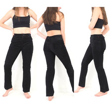 90s Vintage Black Suede Leather Pants Mid Rise Straight Leg Women's Size 4/6