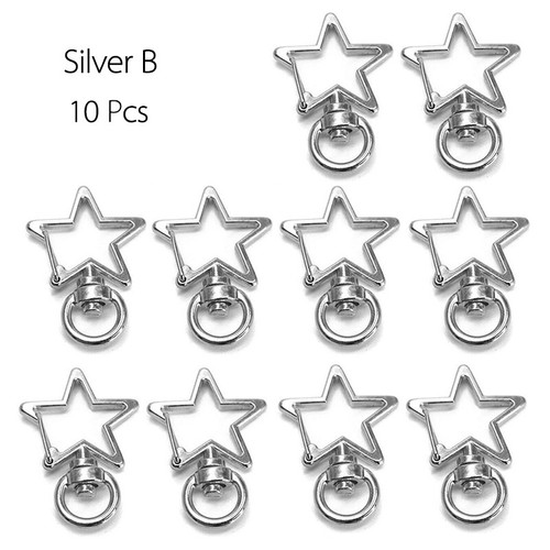 10Pcs Star Heart Metal Alloy Hooks Lobster Clasps Keyring Keychain DIY Accessory - Picture 20 of 28