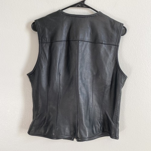 Vintage Exclusively for LORD & TAYLOR Black Butter Soft Leather Full Zip Vest M - Picture 4 of 4