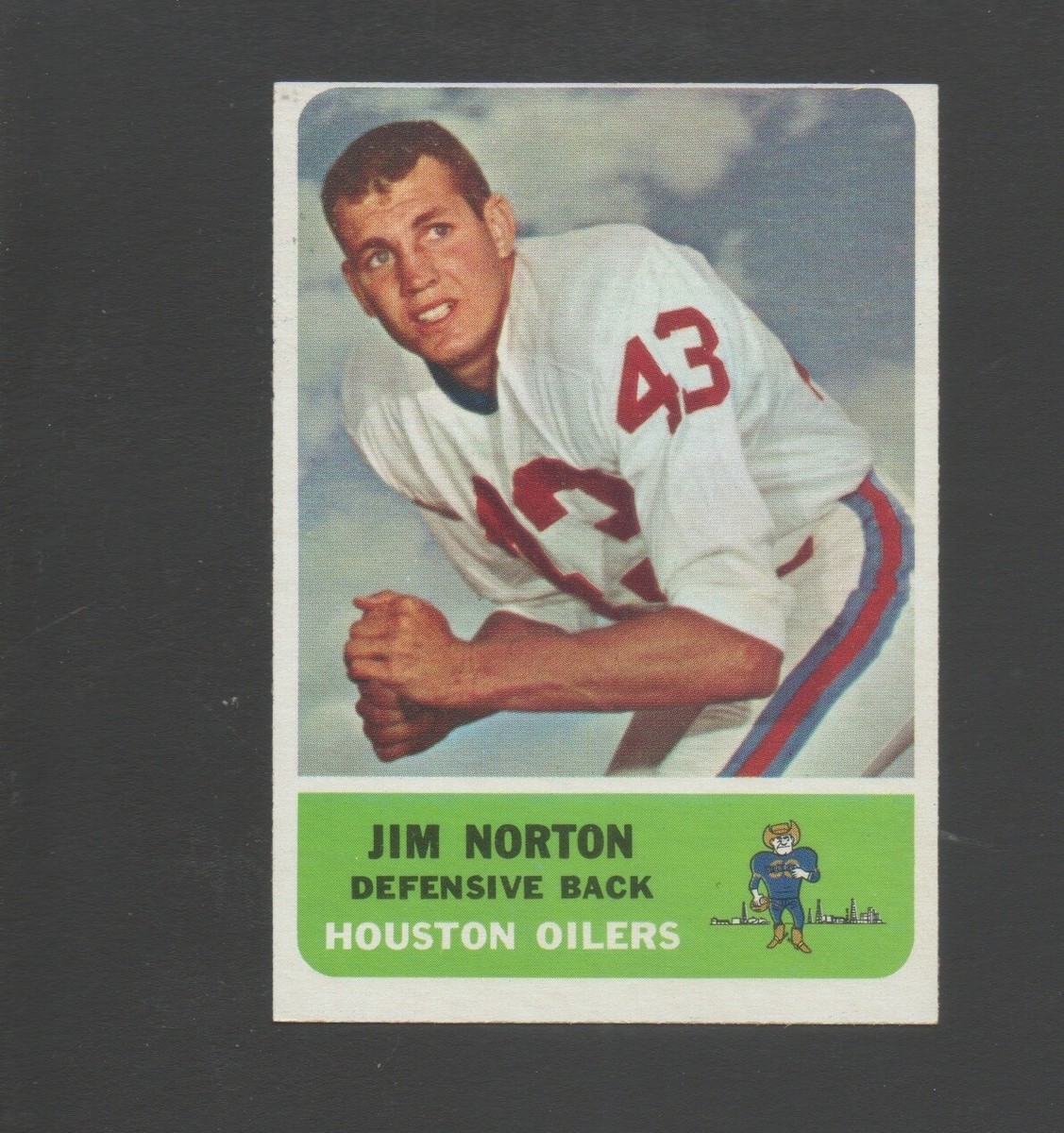 1962 Fleer Football Card #52 Jim Norton-Houston Oilers Ex Grade