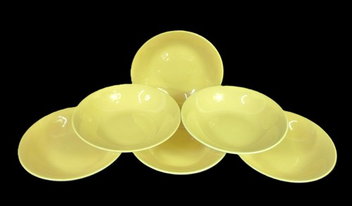 Set 6x Poole England Keramik Twintone Zuckermais gelb Suppenschalen 19 cm
