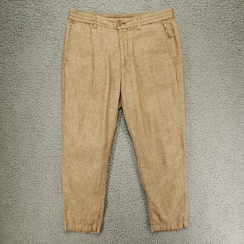 Banana Republic Leinenmischung Hose Herren 32x30 hellbraun braun Mason sportlich spitz zulaufend