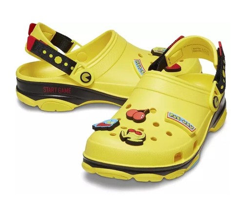 Crocs X Pac-Man All-Terrain Clog Shoes Yellow Mens Size 11 New