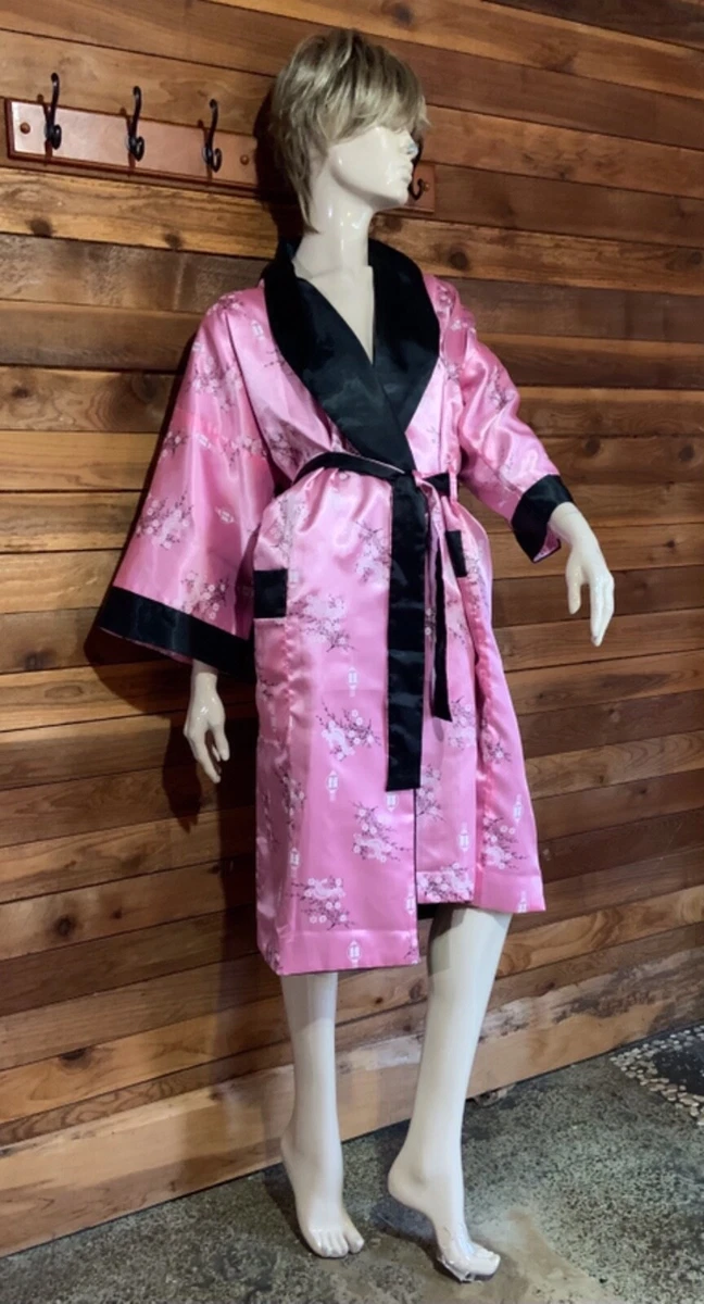 VINTAGE ROSE Just for You PINK SATIN SIZE LARGE REVERSIBLE KIMONO ROBE 21009