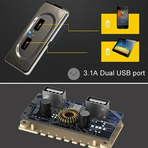 12 V Auto Steckdose Dual USB Ladegerät Buchse Für KFZ Einbau Wohnmobile Wohnwage - Bild 3 von 4