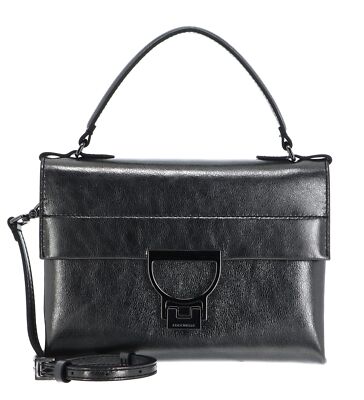 COCCINELLE Arlettis Smooth Metal Handbag Handtasche Tasche Noir anthrazit Neu