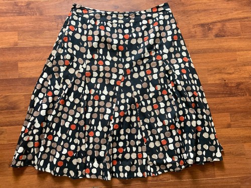 Falda Anokhi For East línea A negra y beige estampado de bloques 100 % algodón talla UK 12 - Imagen 4 de 7