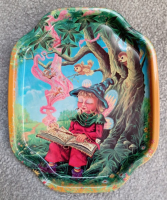 Kleines Metall Tablett Vintage 80er Jahre FEENLAND Kinder - Made by Elite Tabletts - unbenutzt