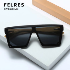 Men Women Bamboo Wood Large Frame Sunglasses Wooden Temple Oversize Glasses