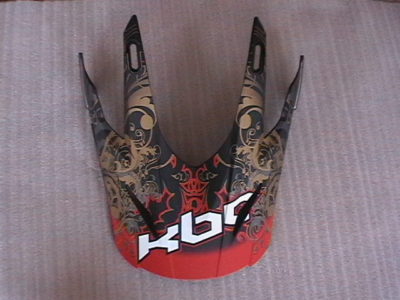 KBC MATT BLACK RED GOLD REPLACEMENT HELMET PEAK MX NEW