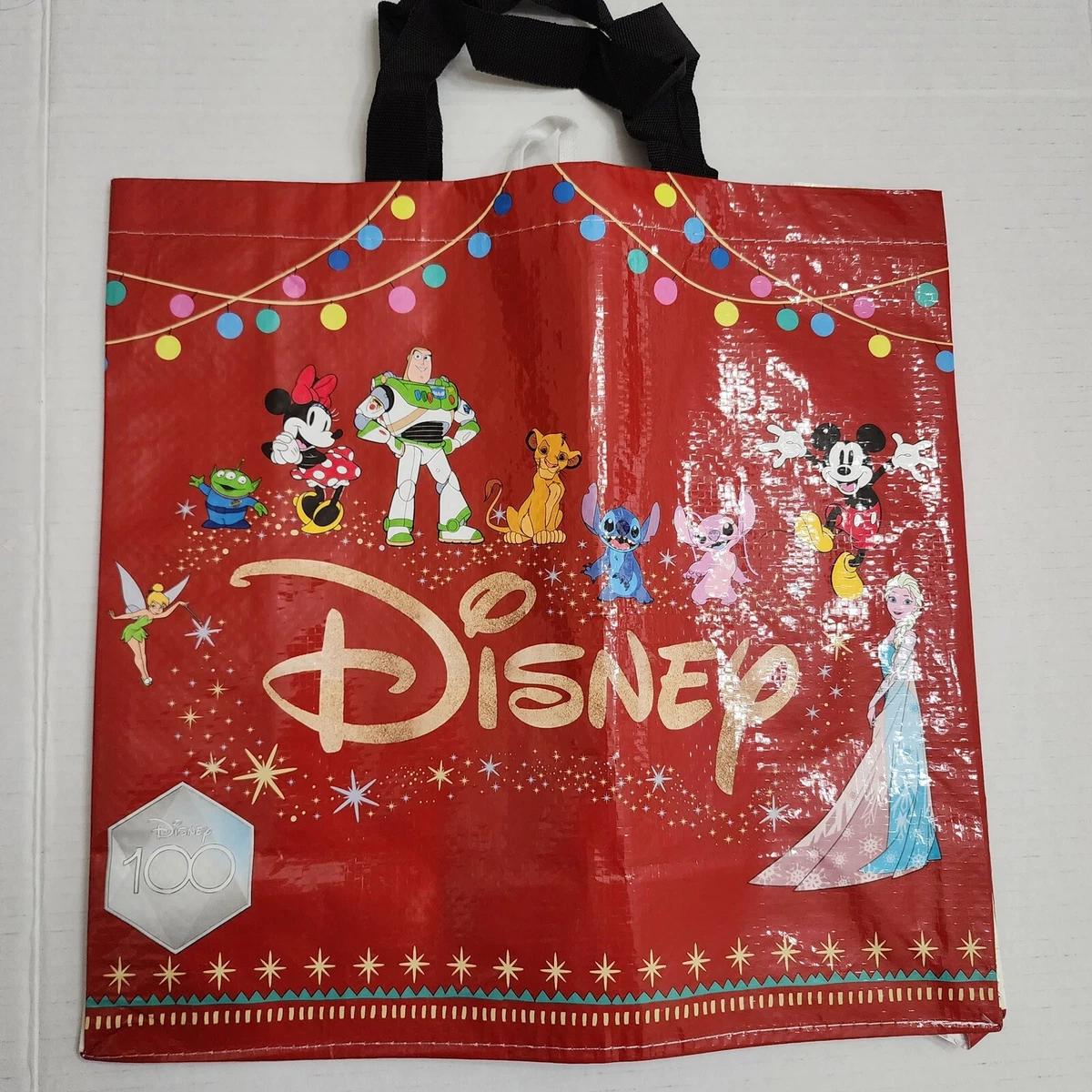 Tesco Disney 100 Christmas Tote Bag Mickey Stitch Elsa Buzz Minnie Red New  | eBay