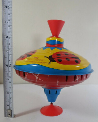 LBZ BOLZ KREISEL GERMANY VTG SPINNING TOP TOUPIE LADY-BUG TIN TOY