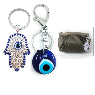 2 Classic Evil Eye Keychain Key Ring Hamsa Hand Good Lucky Charm Kabbalah Nazar (7795735136942)