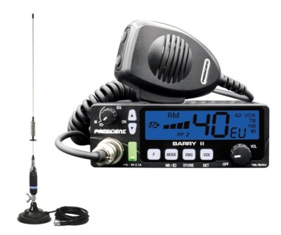 SET President Barry II CB-Funkgerät 12/24 Volt mit Magnetantenne PNI S75MAG 54cm