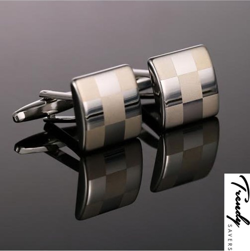 MEN'S SILVER CUFFLINKS GOLD STAINLESS STEEL MENS WEDDING CUFF LINKS   - Bild 33 von 53