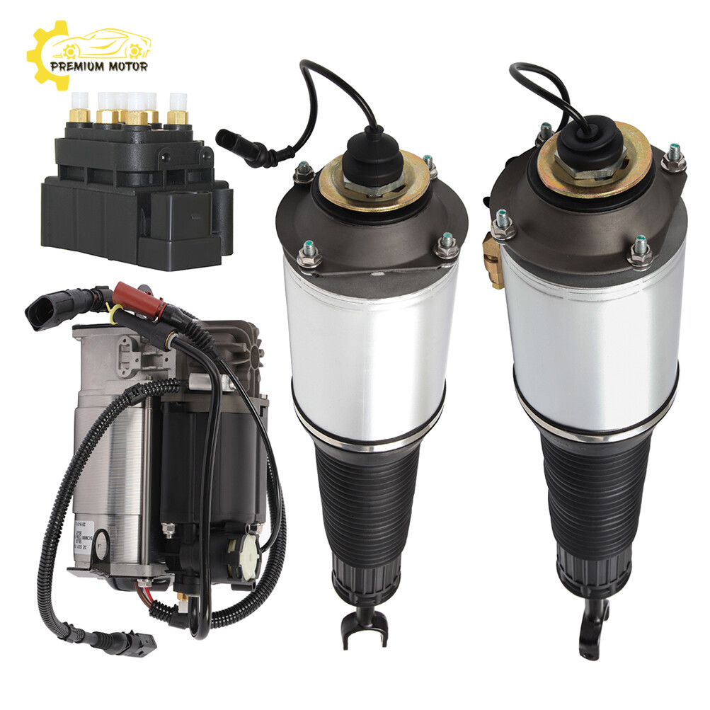 4* Air Suspension Kit Compressor Front Air Shocks & Valve Block For Audi A8 D3