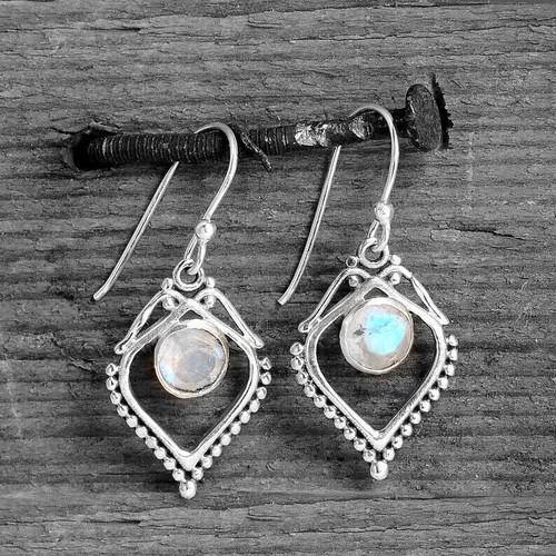 Moonstone Earrings Lever Back Drop Cut Earrings For Women Gemstone Earrings - Picture 3 of 6