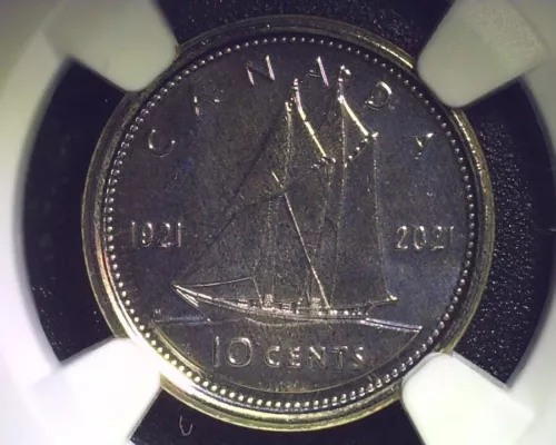 2021 CANADA 10 CENT 100TH ANNV DOUBLE DATED DIME NGC MS66 DPL FIRST RELEASES