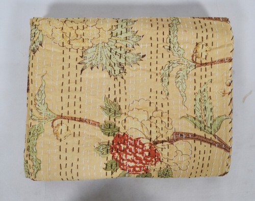Indian Kantha Throw Paisley Print Kantha Quilt Reversible Bedspread Cotton Gudri - Picture 1 of 5