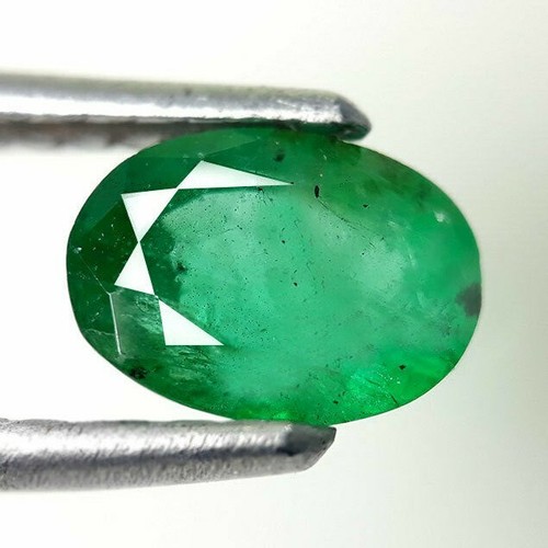 NATURAL EMERALD-1.200 CARAT TRANSPARENT LUSTROUS GEM! GREEN OVAL CUT GEMSTONES - Picture 5 of 9