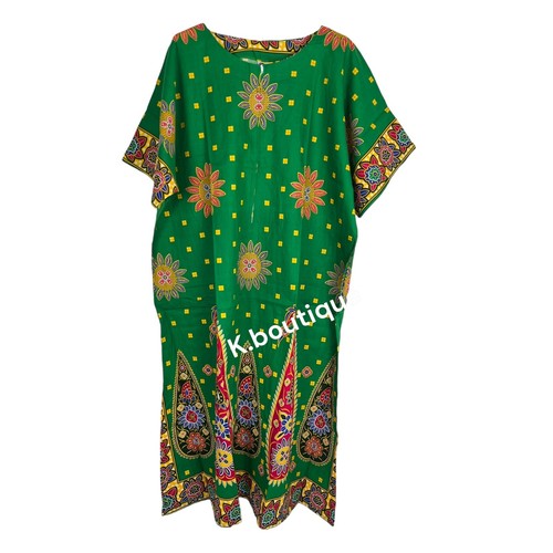 New Womens 100% COTTON Long Kaftan Dress Summer Paisley Ethnic Print One Size UK - Picture 3 of 25