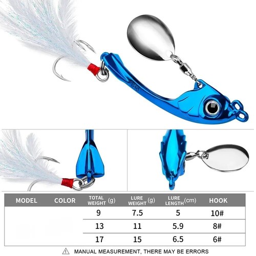 Cebo giratorio 7 g 10 g 15 g Señuelo de pesca vibrante de metal Cuchara giratoria Wobbler - Imagen 9 de 11