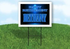 BETHANY RETIREMENT BLUE 18 in x 24 in Yard Sign Road Sign with Stand