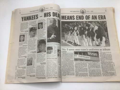 Yankees Hall Of Fame Joe DiMaggio Death-March 9 1999-NY Daily News Newspaper - Picture 5 of 9