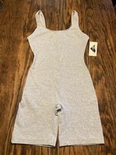 NWT Vtg Danskin Cotton Lycra Spandex One Piece Bodysuit Small Grey USA Deadstock