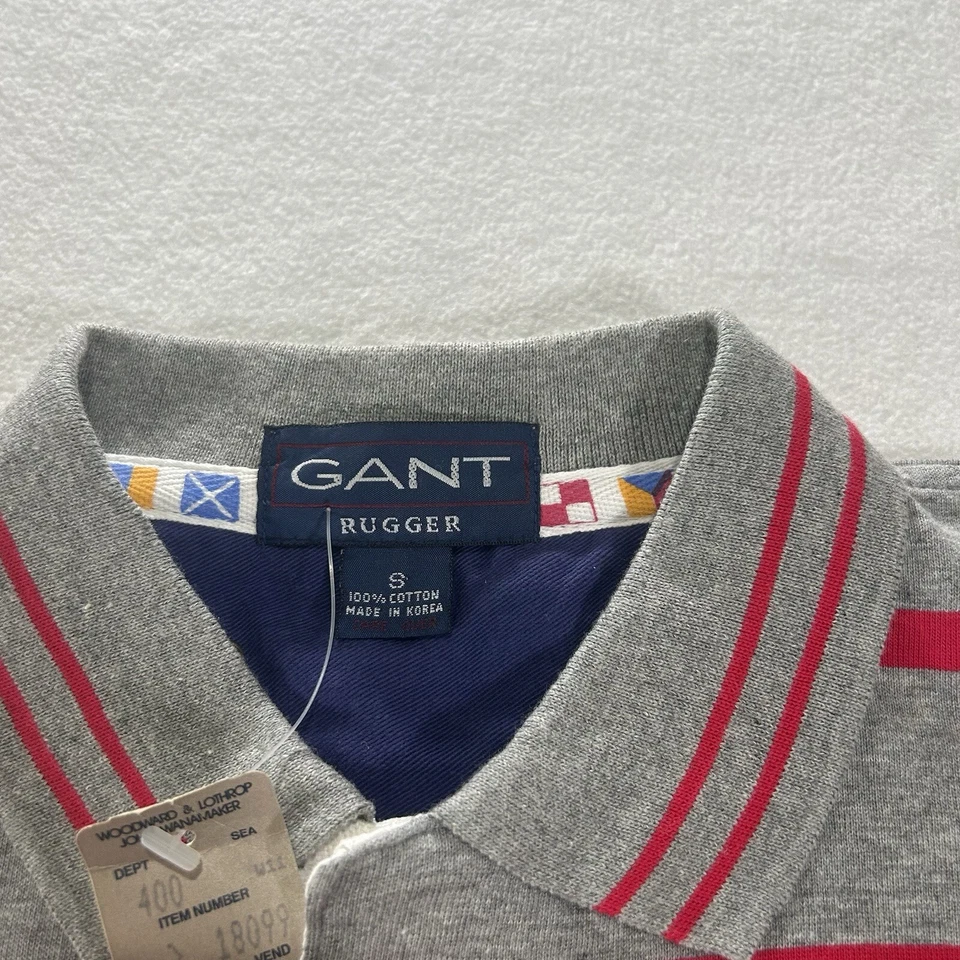 NWT Gant Rugger Men's Small Polo Shirt Original Pique White Striped Colorblock - Image 4 of 4
