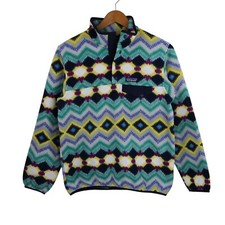 Vtg Patagonia Tribal Aztec Snap-T Synchilla Fleece Pullover Jacket Womens Medium