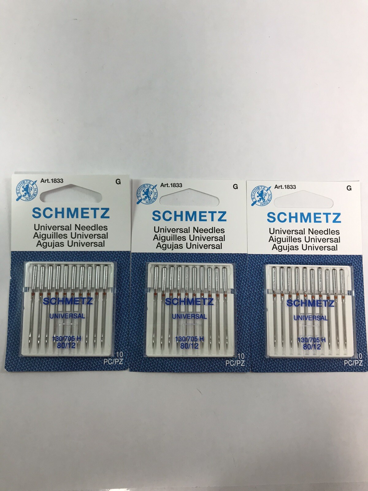 Schmetz Universal Sewing Machine Needles Size 80/12 - 3 Packs of 10-image