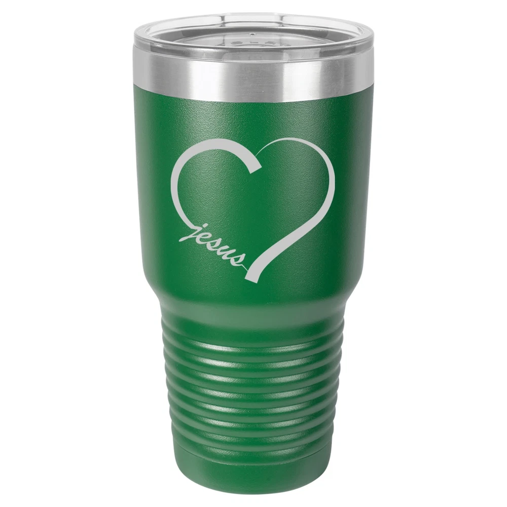 Tumbler 20oz 30oz Travel Mug Cup Vacuum Insulated Stainless Love Heart Jesus