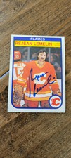 1982-83 OPC SIGNED AUTO CARD REJEAN LEMELIN CALGARY ATLANTA FLAMES BRUINS # 50