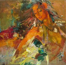 MQ-OP071 100% Handmade Painted Abstract Color Girl Oil Painting Art On Canvas