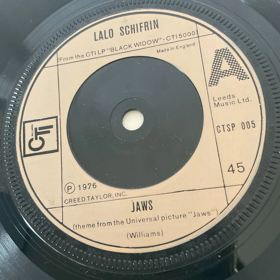 Lalo Schifrin - Jaws / Quiet Village 7" Vinyl Single 1976 CTI CTSP 005 EX A1/B1 Foto 4 de 4