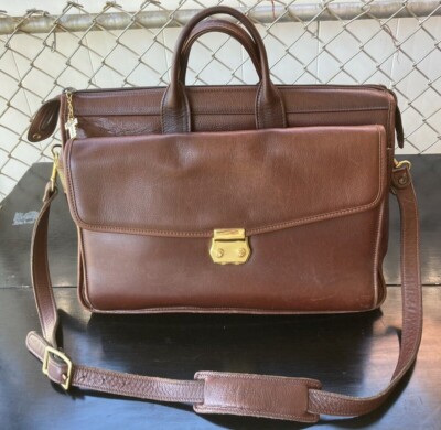 Vintage Jack Georges Leather Attache Briefcase Messenger Bag Brown  16''x12''x5''