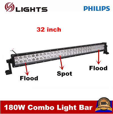 Philips 32inch 180W Combo LED Work Light Bar Off Road SUV ATV UTE W/ 18W Lights