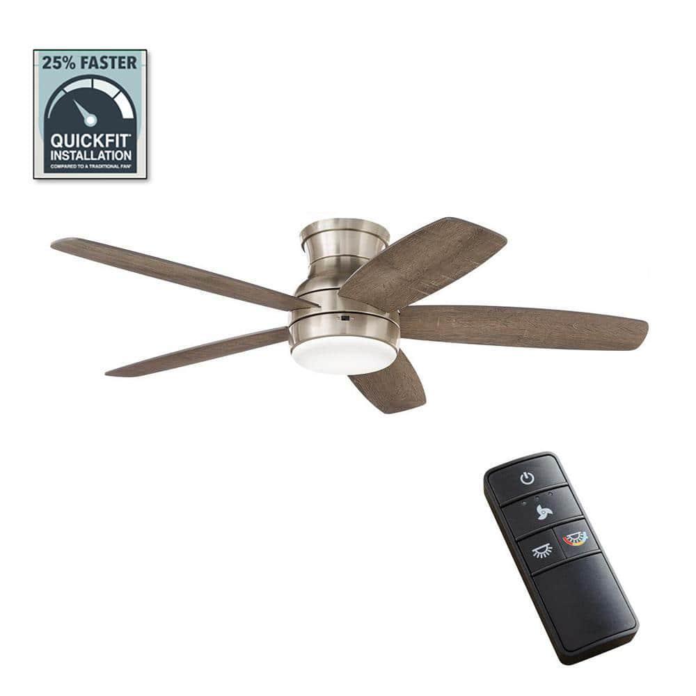 52 in Brushed Nickel Ceiling Fan with Color-Changing LED Light and Remote-image