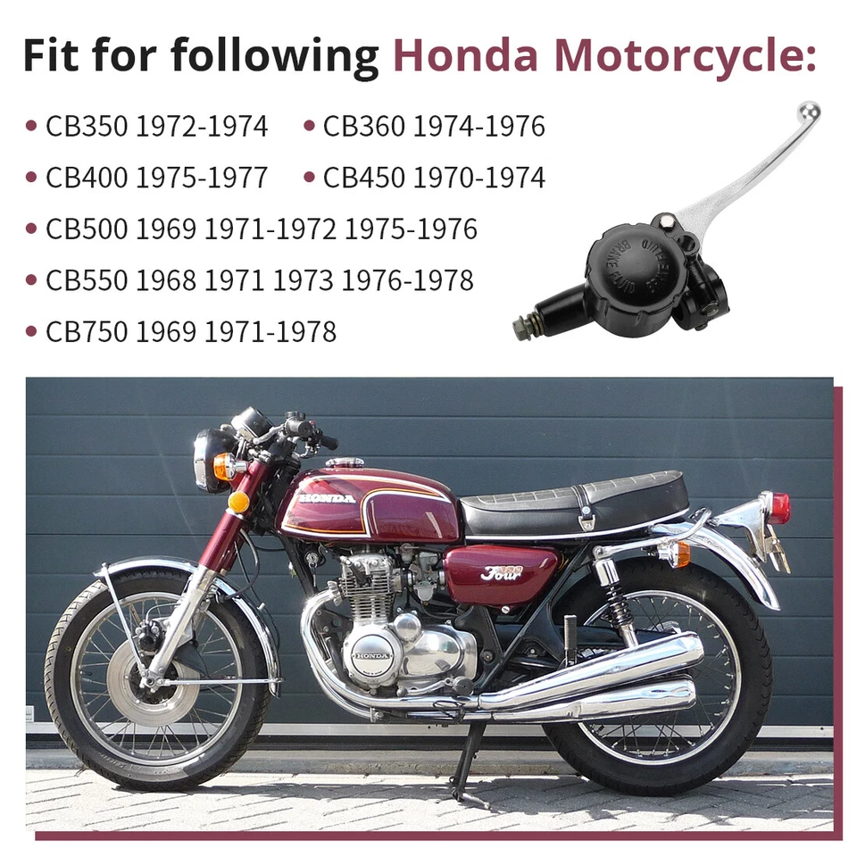 Cilindro maestro de freno delantero 9/16 diámetro para Honda CB300 360 450 CB500 CB550 CB750 Foto 3 de 4
