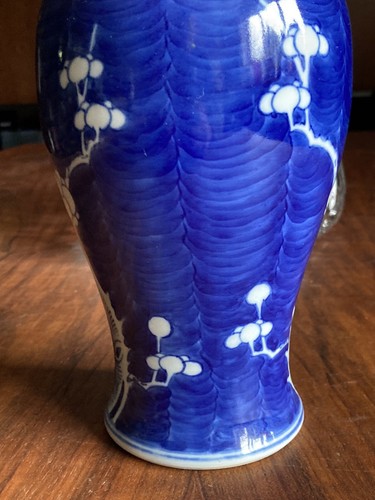 19th Century Antique Chinese Blue and White Vase Prunus Blossom 10” - Picture 8 of 17