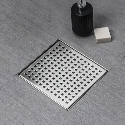 #ad SaniteModar Shower Drain 4 inch with Removable Square Hole Panel 304 Stainless $29.95