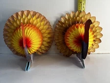 2 VTG Amscan Honeycomb Thanksgiving Turkey Paper Tissue Centerpiece Decoration