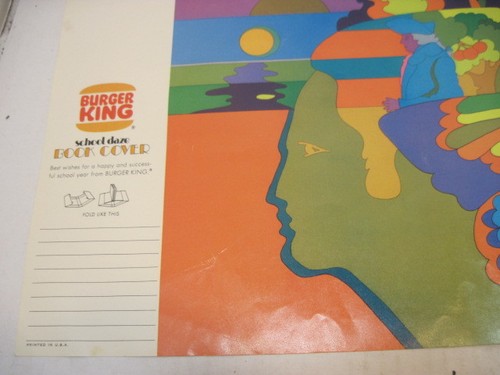RARE OLD BURGER KING PAPER SCHOOL BOOK COVER CALANDER - Foto 2 di 4