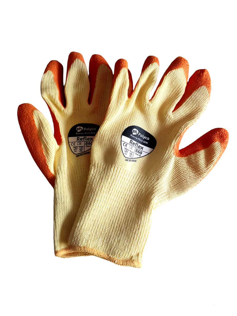 Work Scaffolding Gloves Latex Grip Palm Cotton Shell