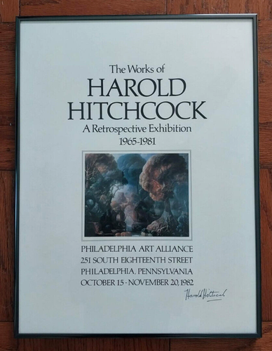 1982 Harold Hitchcock SIGNED surrealism art exhibition poster Philadelphia print - Picture 5 of 6